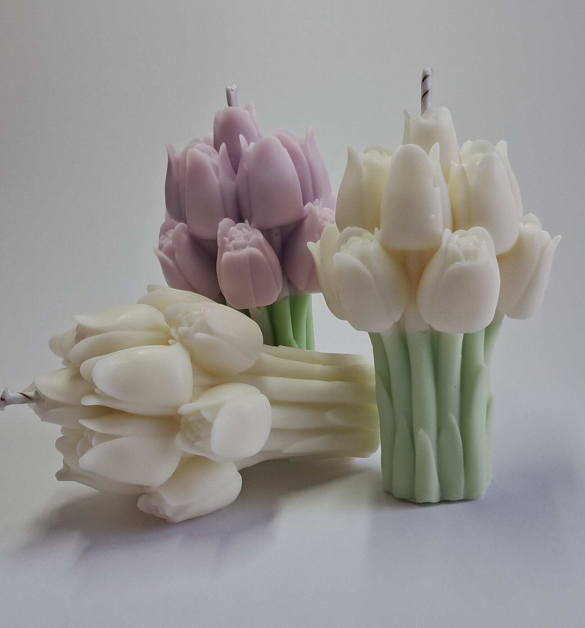 Ramo de tulipanes elaborado como vela artesanal